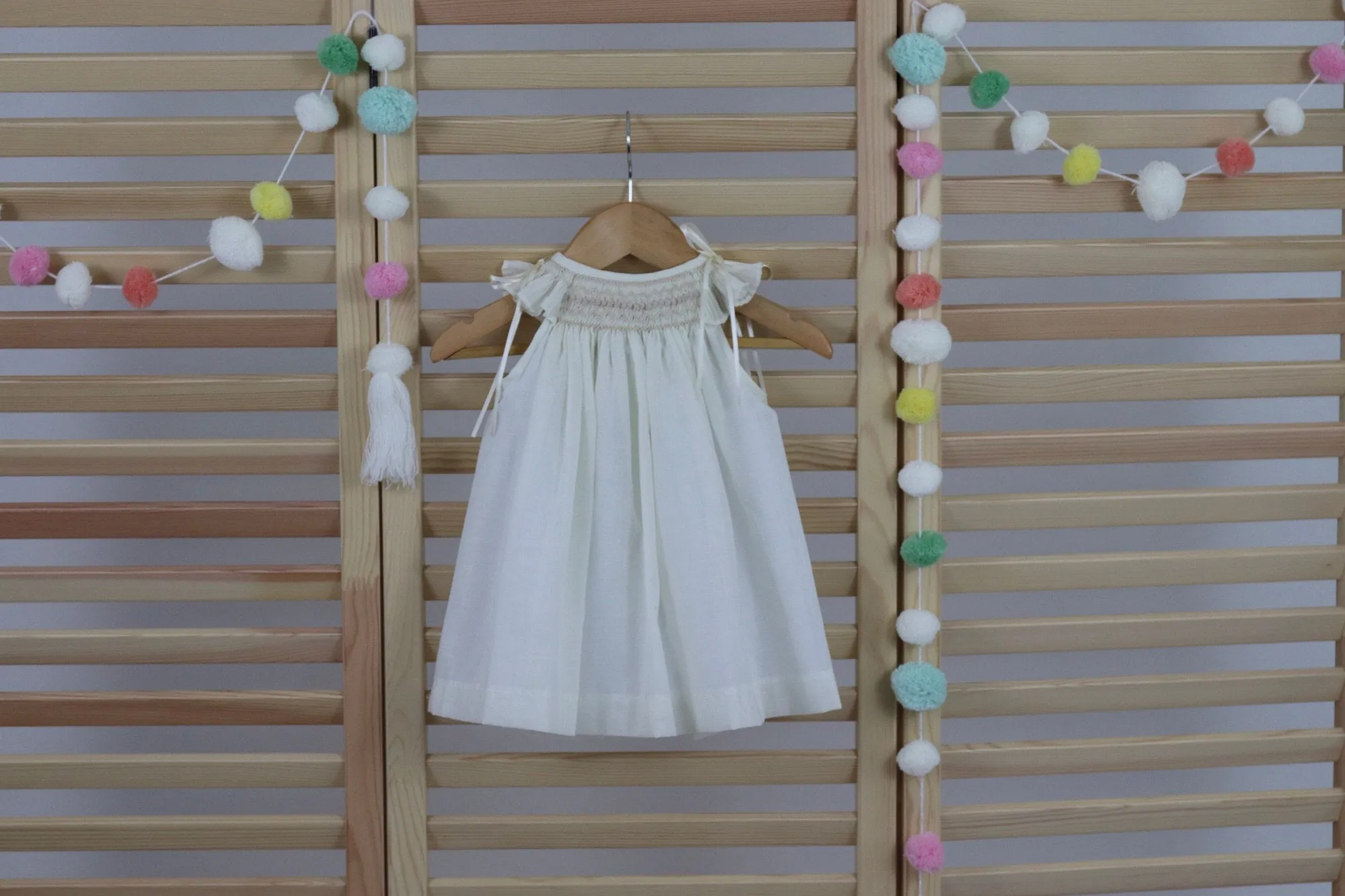 Pastel Ivory  Matching  Sisters Dress, Flower Girl Dress, Hand Made Smocked Dresses, Bishop Dress.