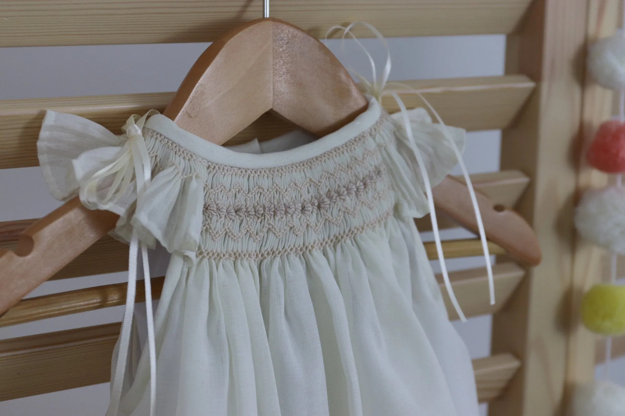 Pastel Ivory  Matching  Sisters Dress, Flower Girl Dress, Hand Made Smocked Dresses, Bishop Dress.