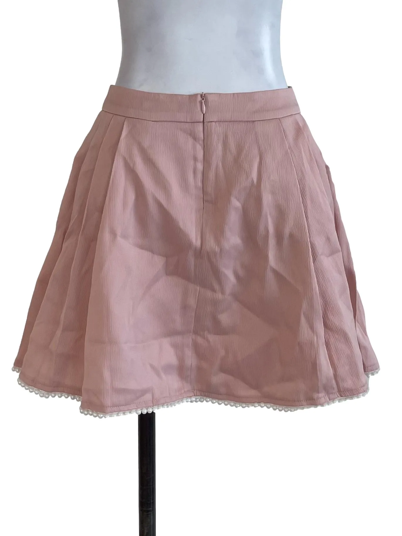 Pastel Pink Pearl Pleated Skirt