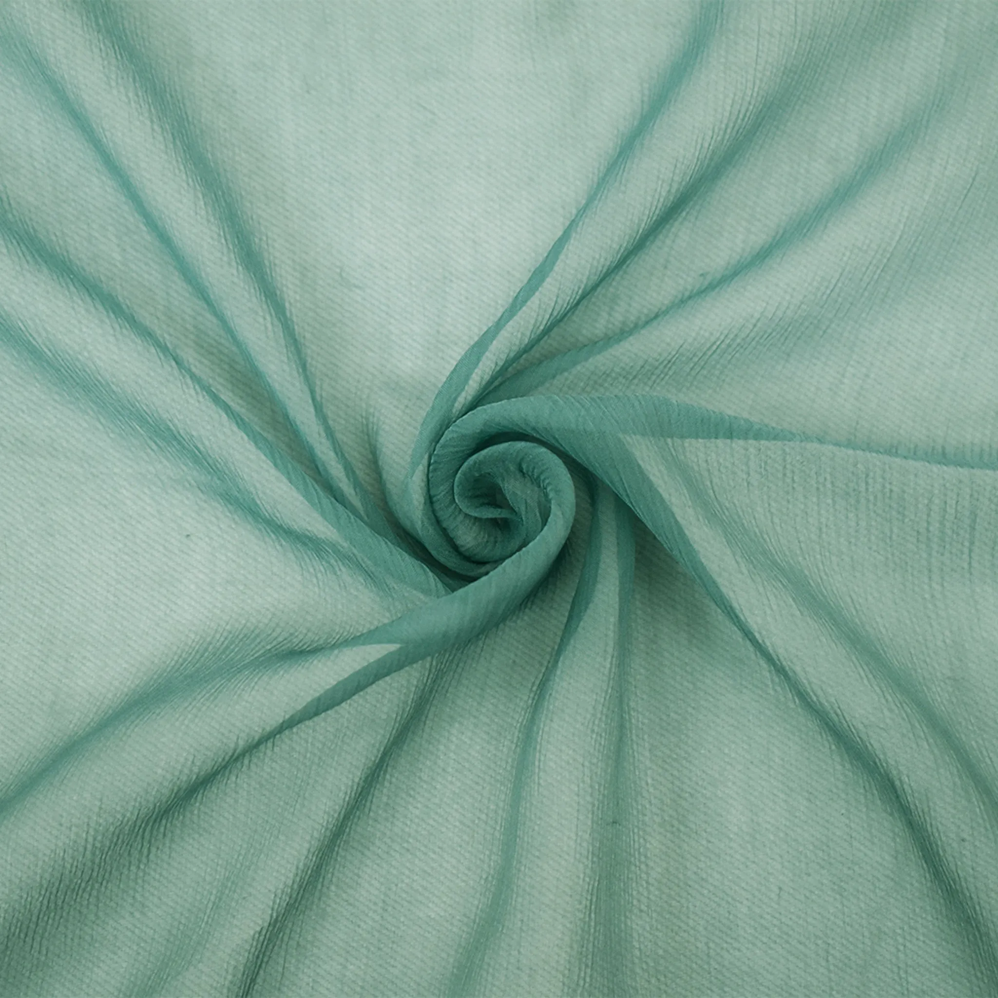 Pastel Teal Silk Crinkled Yoryu Chiffon Woven Fabric