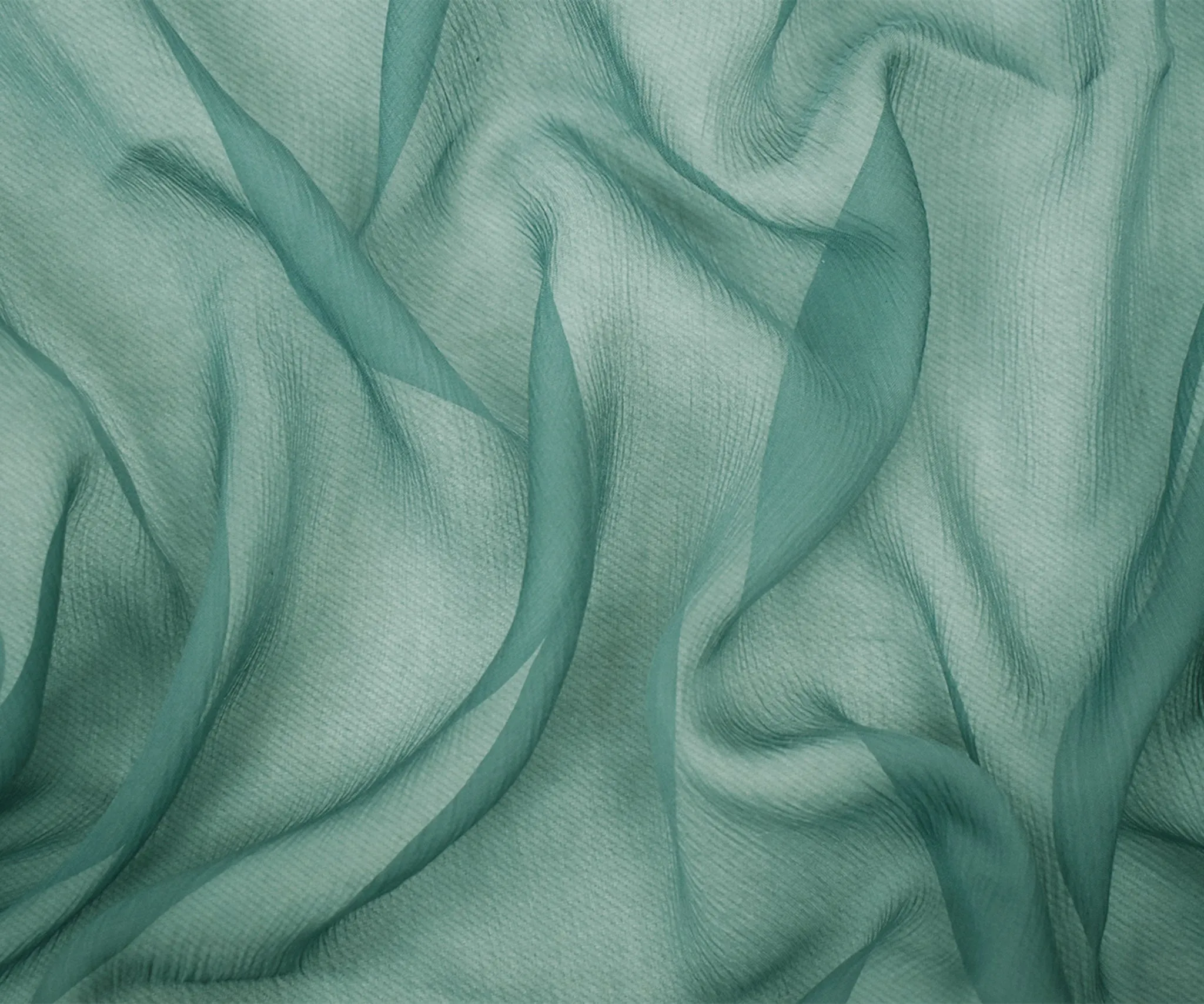 Pastel Teal Silk Crinkled Yoryu Chiffon Woven Fabric