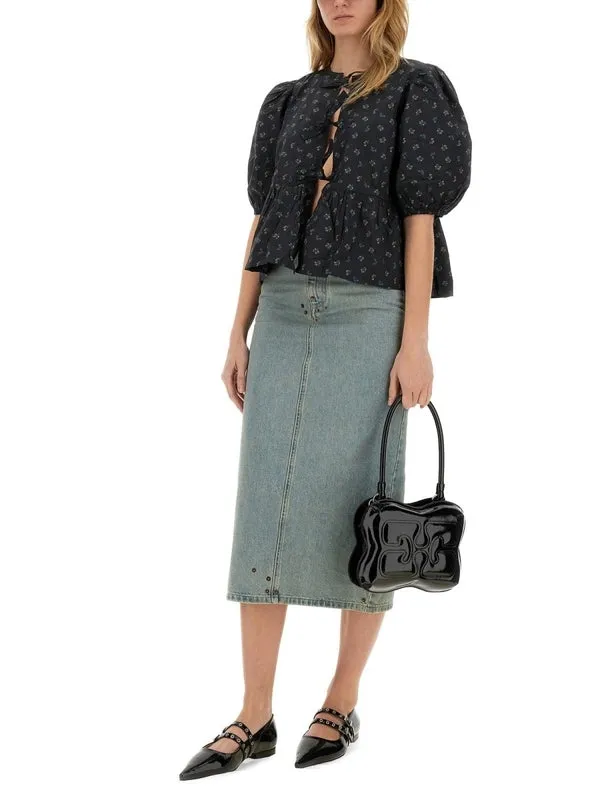 Pattern Printing Cotton Blouse