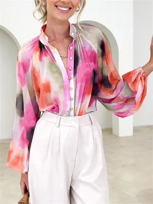 Personalized Printed V-Neck Blouse for Women