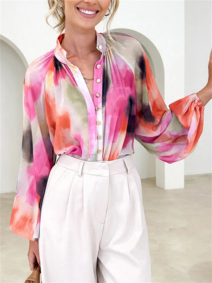 Personalized Printed V-Neck Blouse for Women