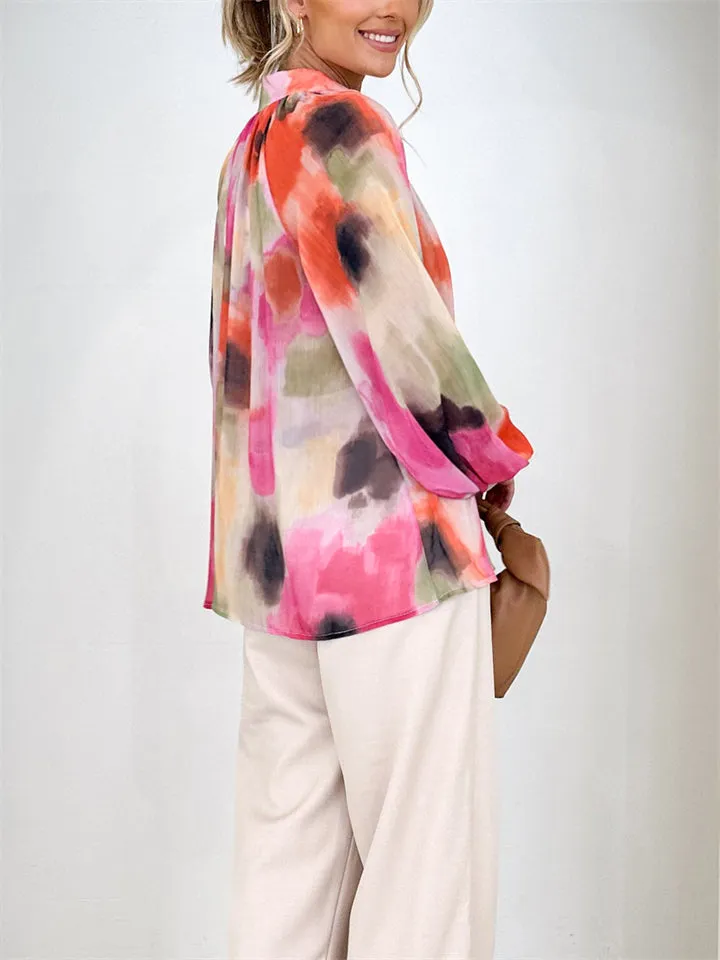 Personalized Printed V-Neck Blouse for Women
