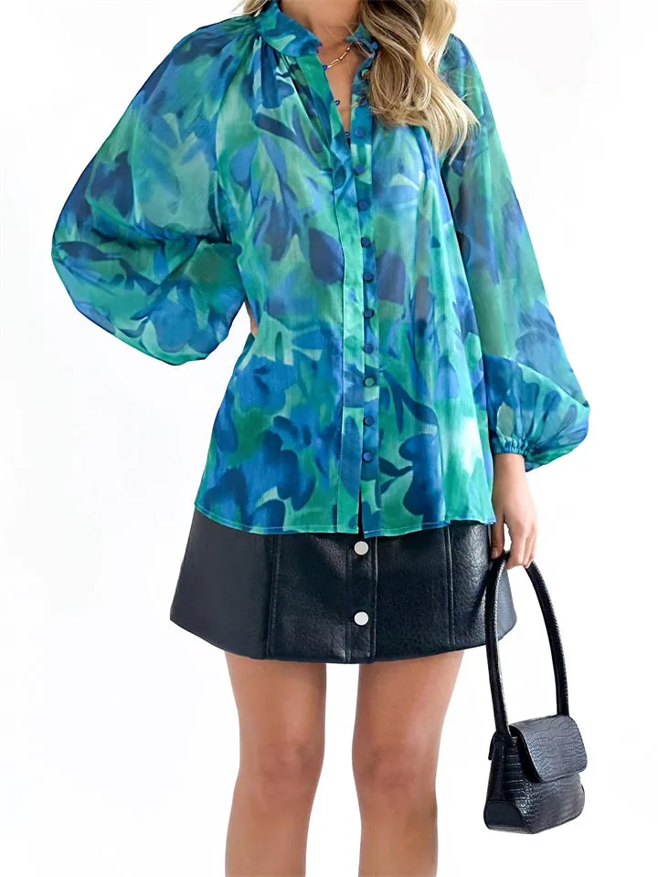 Personalized Printed V-Neck Blouse for Women