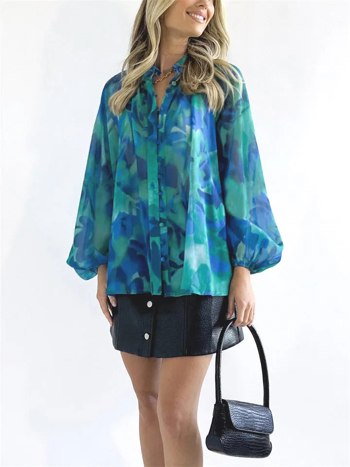Personalized Printed V-Neck Blouse for Women