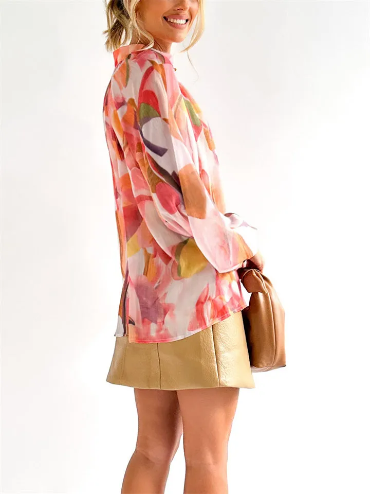 Personalized Printed V-Neck Blouse for Women