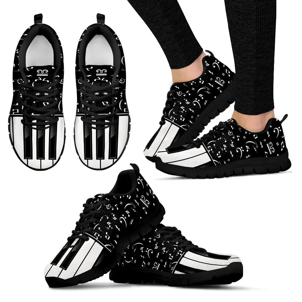 Piano Music Women's Sneakers Black Soles