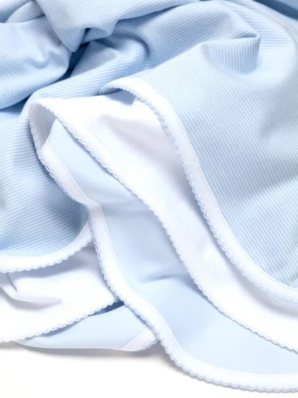 Pima Cotton Picot Trim Baby Blanket | Lt Blue Mini Stripe