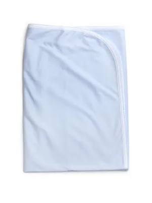 Pima Cotton Picot Trim Baby Blanket | Lt Blue Mini Stripe