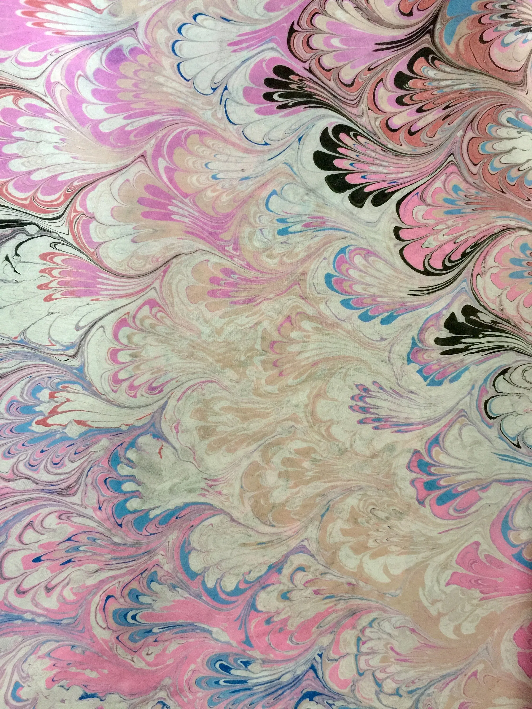 Pink blue bouquet  water marbled 8mm Habotai silk.  Hang on the wall, use as a table runner or wear this unique piece
