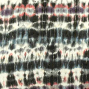 Pink-Multi Famous Designer Tie Dye Printed Metallic Stripe Chiffon Fabric