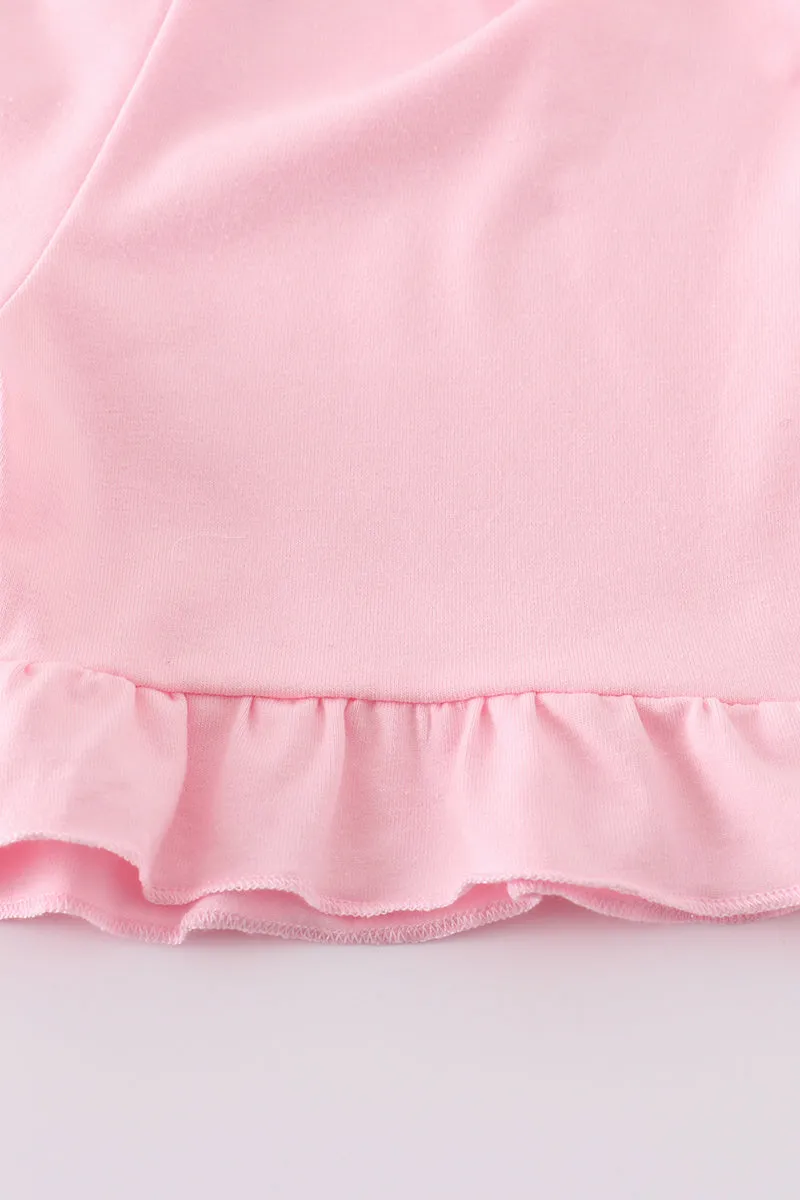 Pink Seersucker Cross Floral Embroidery Set