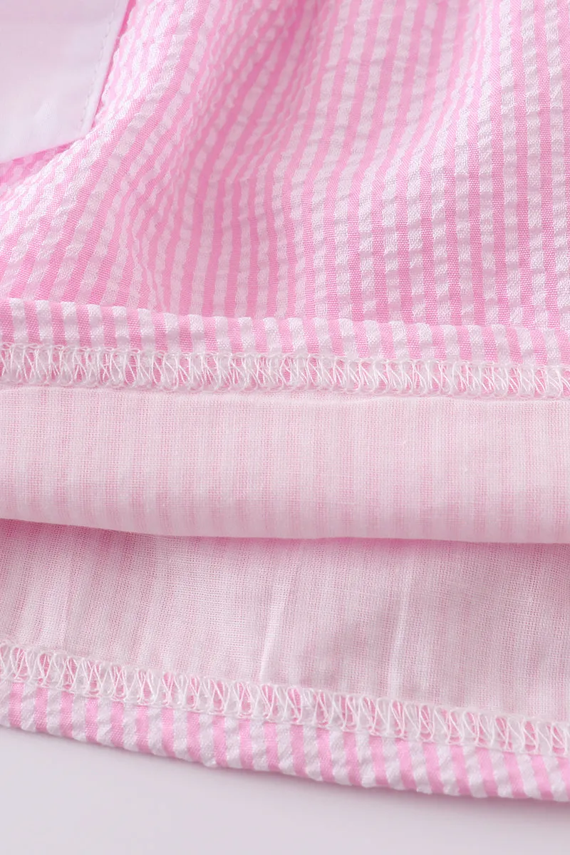 Pink Seersucker Cross Floral Embroidery Set