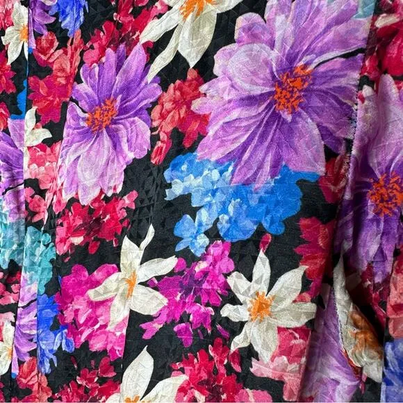 PINKO Floral Sleeved Sheath Mini Silk Dress in Size Large (44)