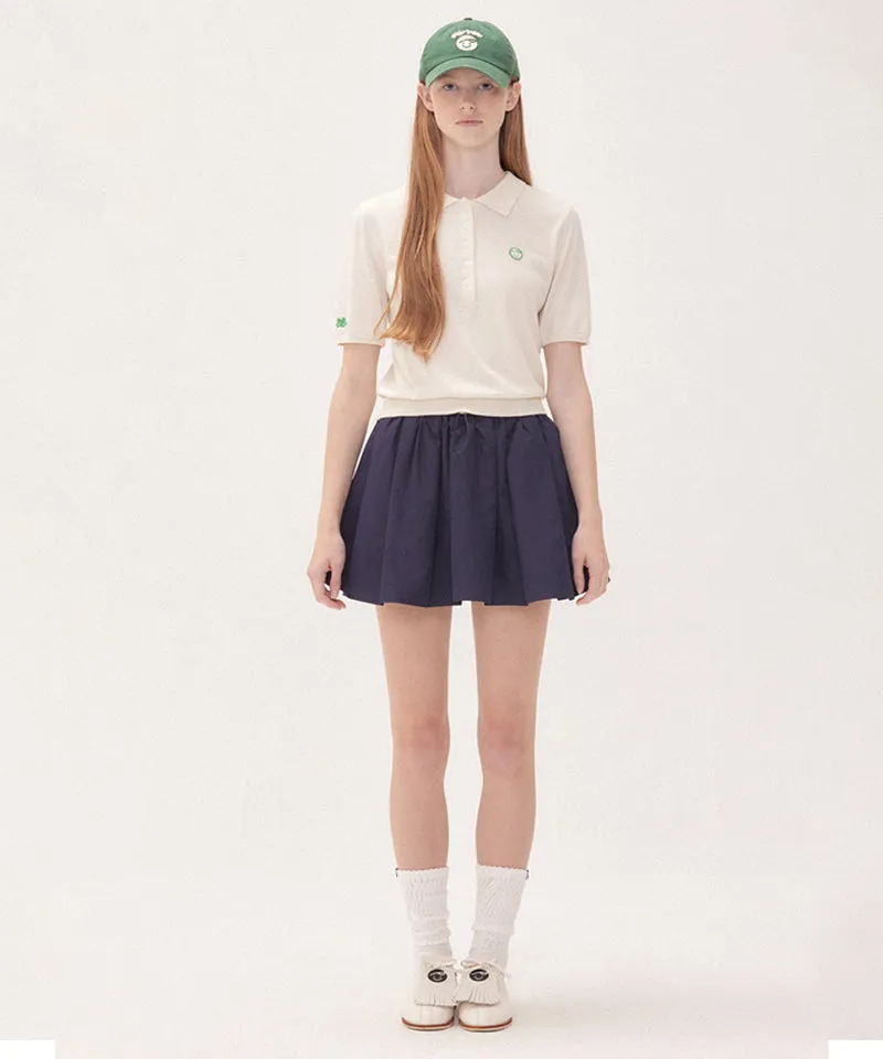PIV'VEE Volume Pleated Mini Skirt - Ocean Navy