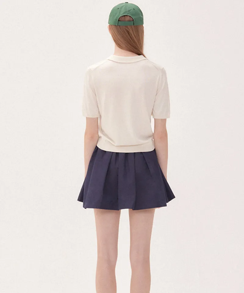 PIV'VEE Volume Pleated Mini Skirt - Ocean Navy