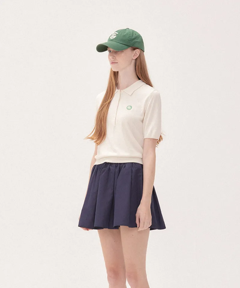 PIV'VEE Volume Pleated Mini Skirt - Ocean Navy