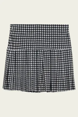 Pleated Mini Skirt in Large Houndstooth