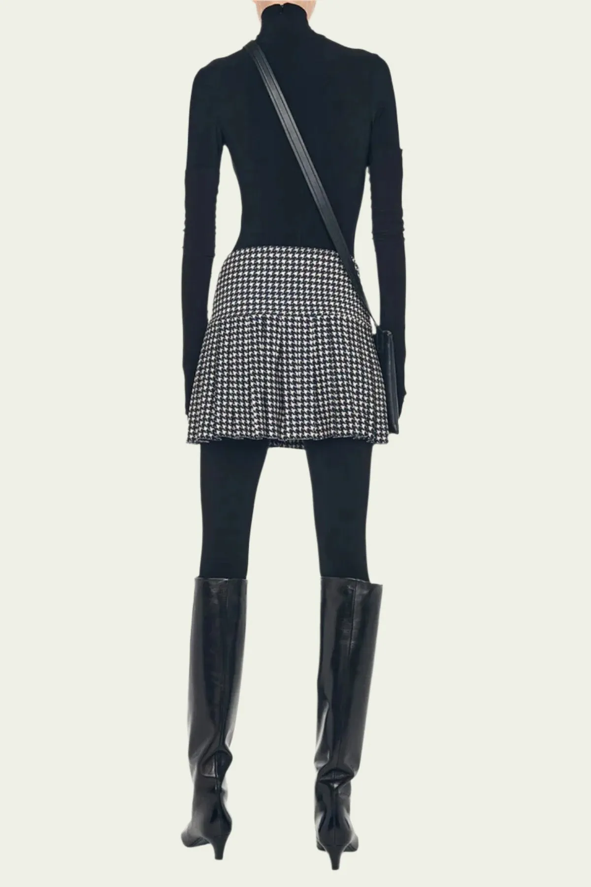 Pleated Mini Skirt in Large Houndstooth