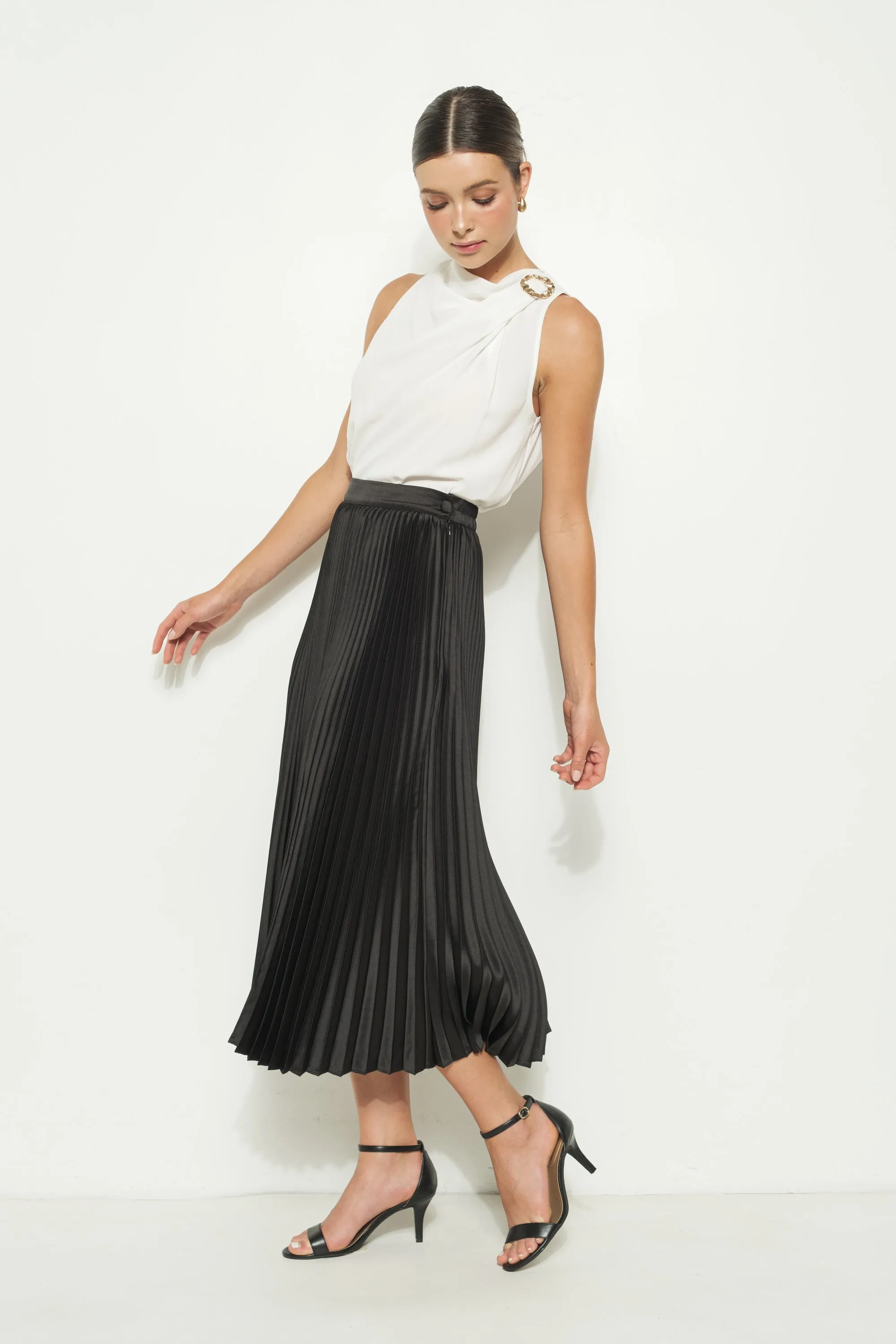 Pleated Silk Skirt