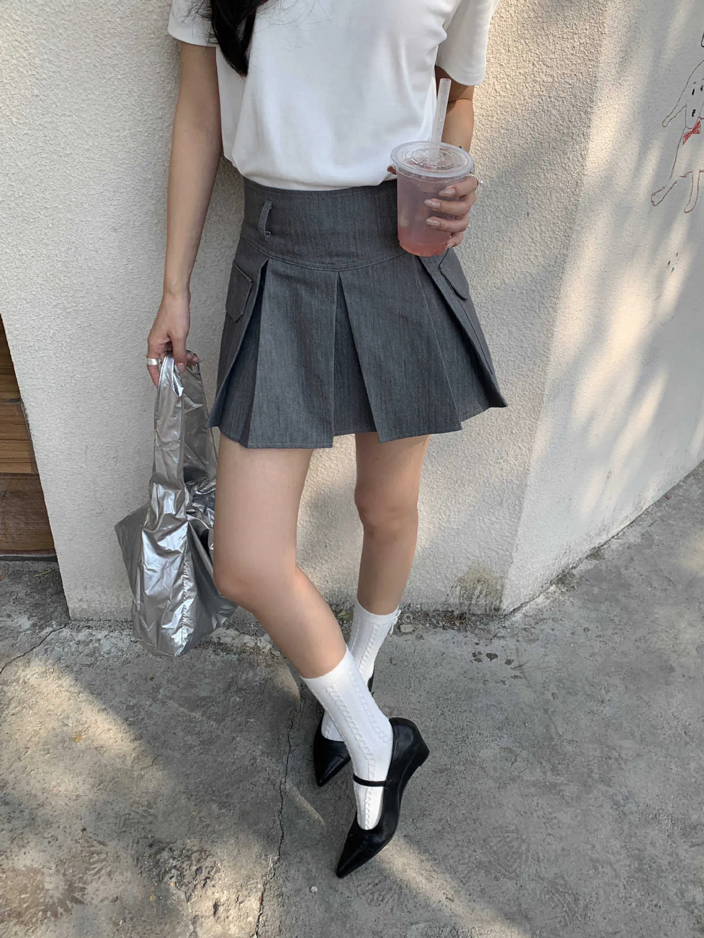 Pleated work skirt
