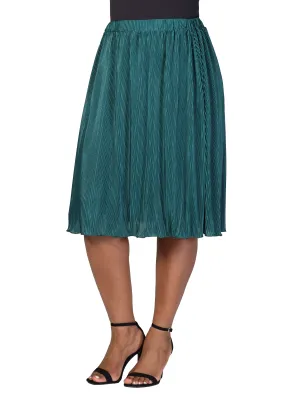 Plus Size Elegant Accordion Pleated Elastic Waistband Party Midi Skirt