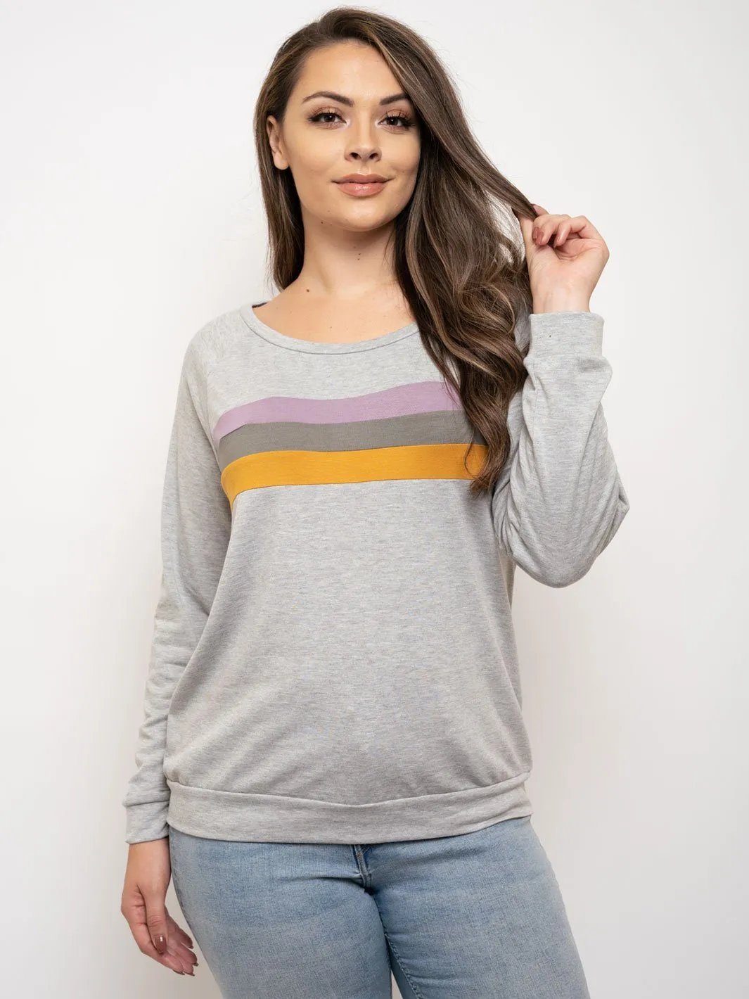 PLUS SIZE FRENCH TERRY COLORBLOCK SWEATSHIRT TOP