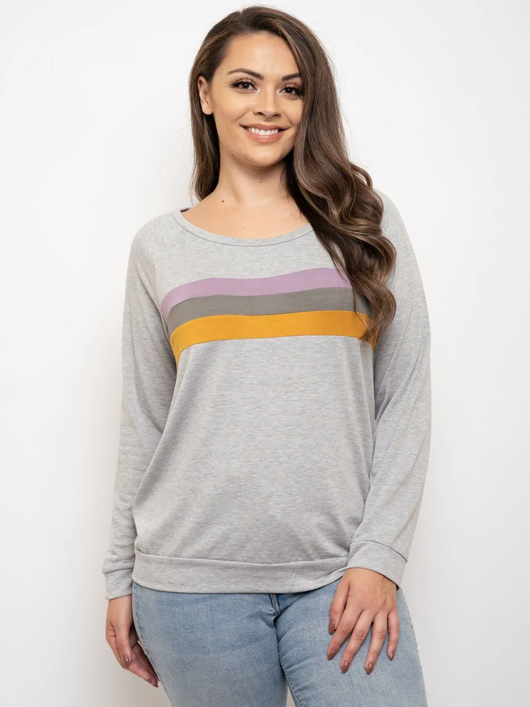 PLUS SIZE FRENCH TERRY COLORBLOCK SWEATSHIRT TOP