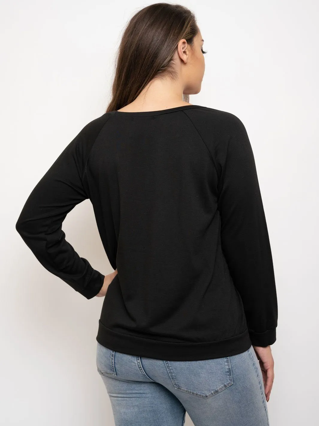 PLUS SIZE FRENCH TERRY COLORBLOCK SWEATSHIRT TOP