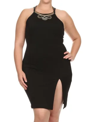 Plus Size Glam Princess Black Bodycon Dress
