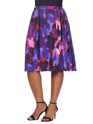 Plus Size Multicolor Accordion Pleated Elastic Waistband Party Midi Skirt
