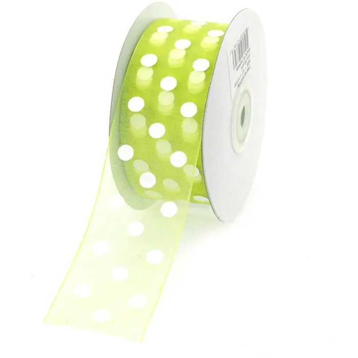 Polka Dot Organza Ribbon, 1-1/2-Inch, 25 Yards