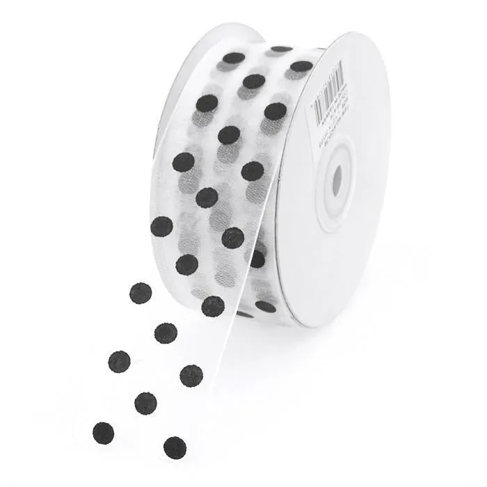 Polka Dot Organza Ribbon, 1-1/2-Inch, 25 Yards