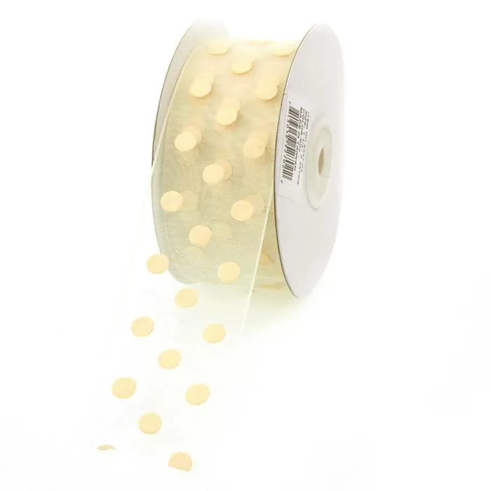 Polka Dot Organza Ribbon, 1-1/2-Inch, 25 Yards
