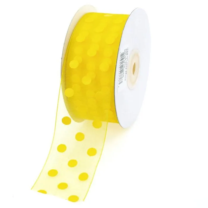 Polka Dot Organza Ribbon, 1-1/2-Inch, 25 Yards