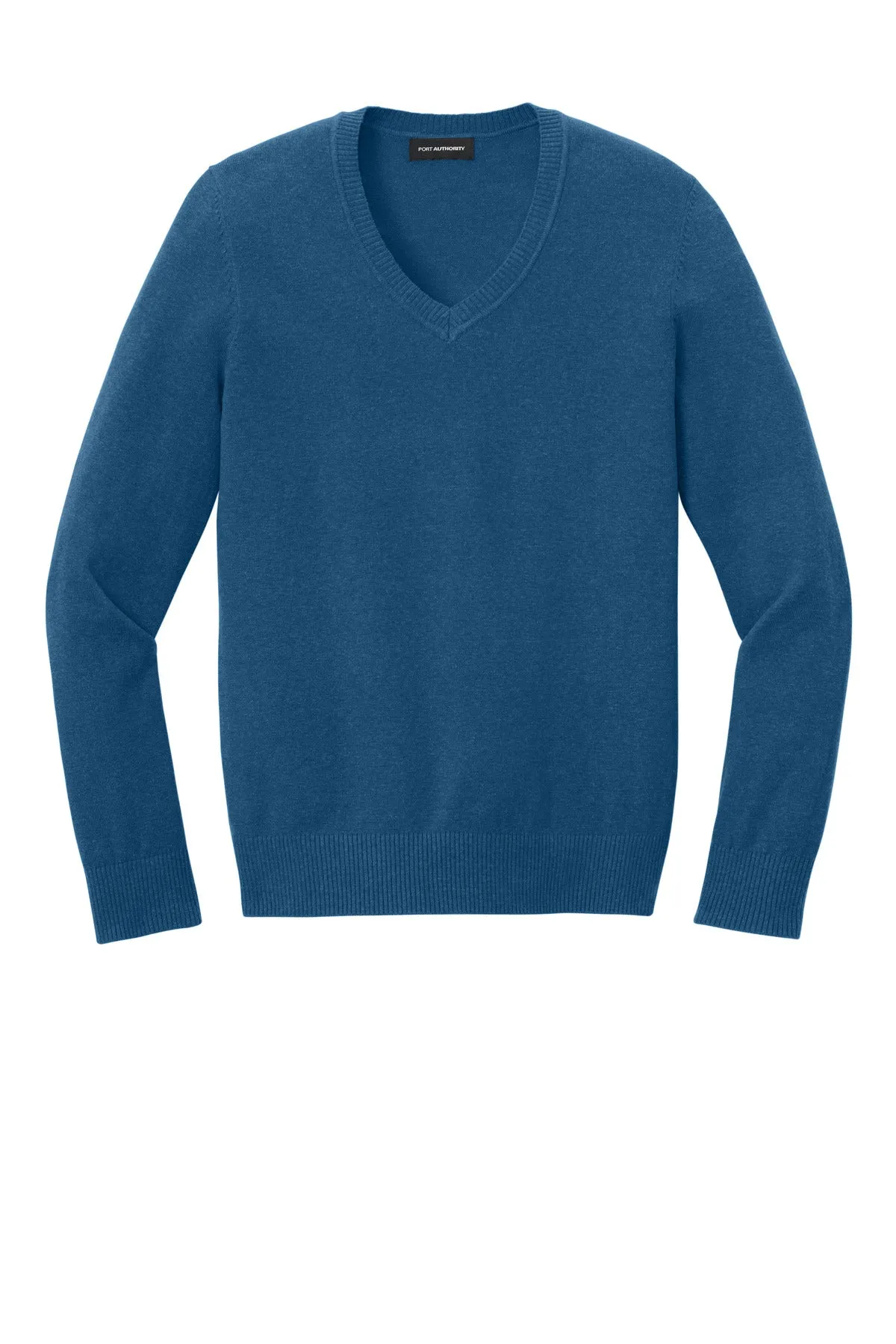 Port Authority Women's Easy Care V-Neck Sweater LSW2850 Aegean Blue Heather