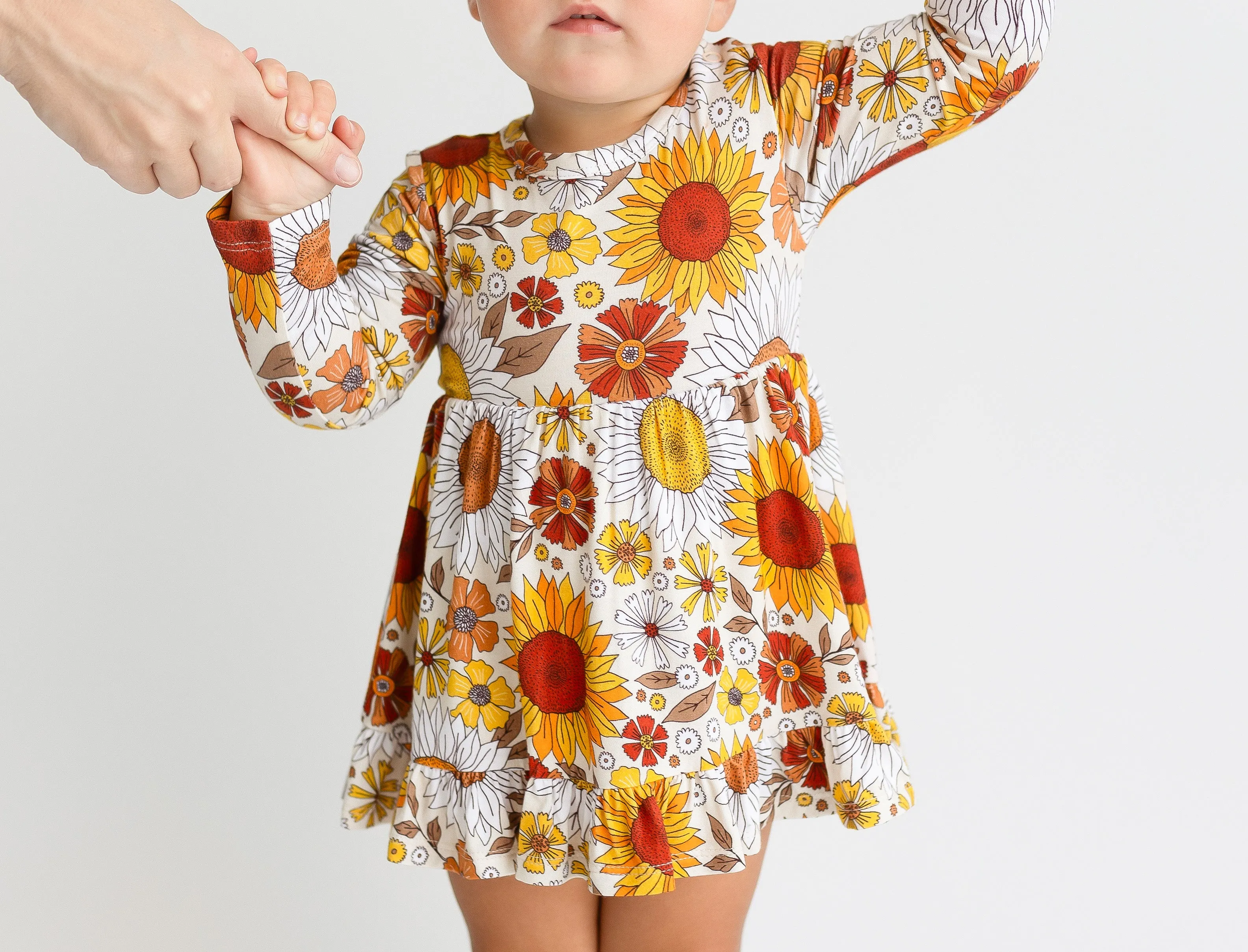 Posh Peanut Goldie L/S Ruffled Bodysuit Dress