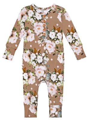 Posh Peanut Leona L/S Ruffled Henley Romper