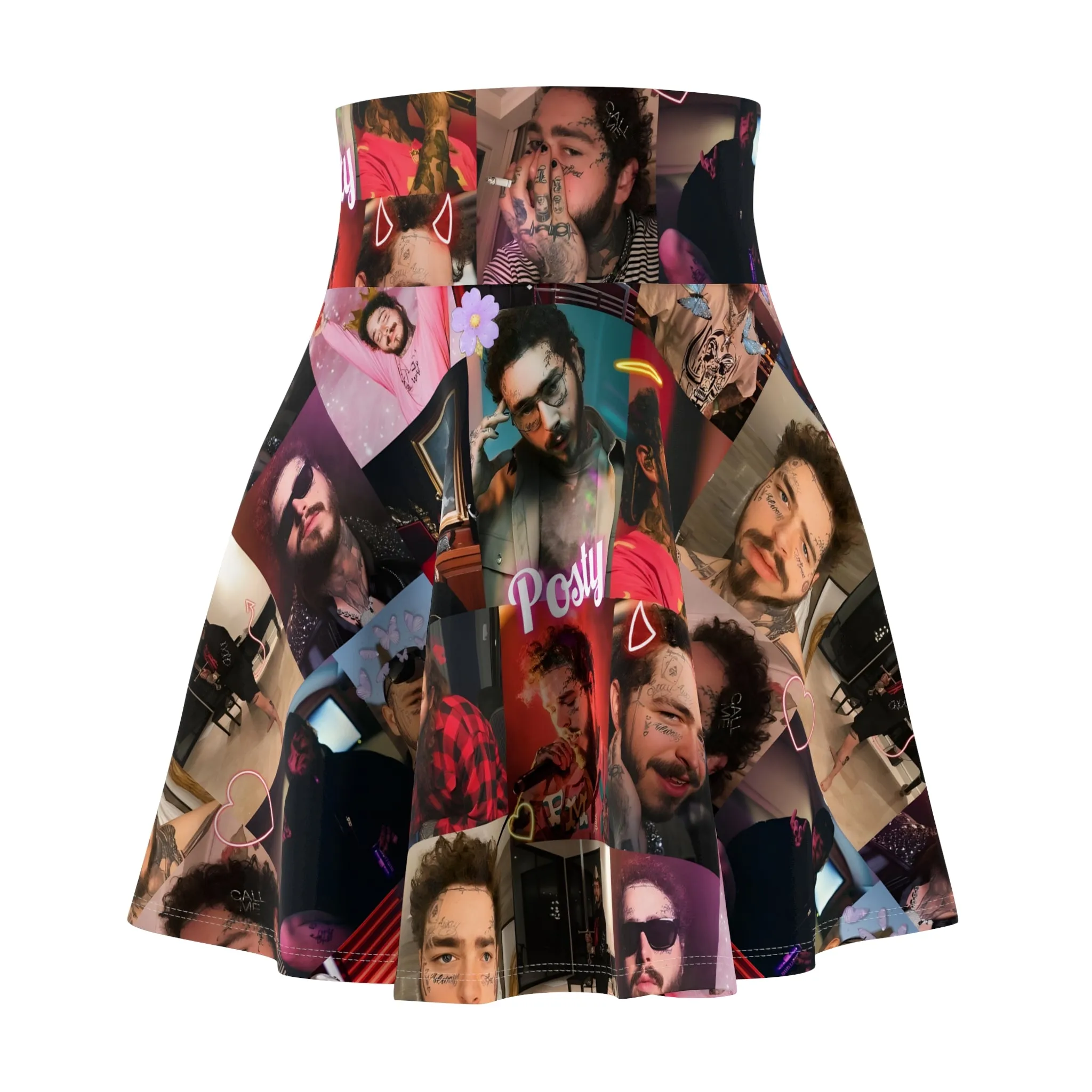 Post Malone Posty Love Photo Collage Women's Skater Skirt
