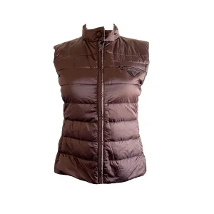 Prada Brown Logo Puffer Vest