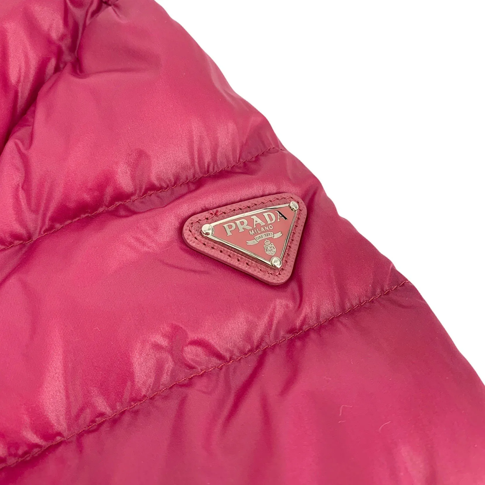 Prada Pink Logo Puffer Jacket