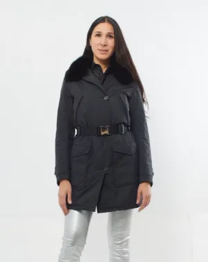 Prada Puffer Jacket with Fur Collar - XS