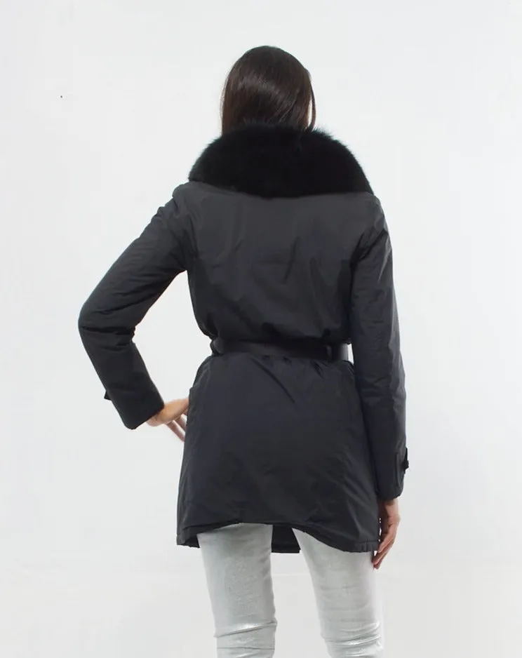 Prada Puffer Jacket with Fur Collar - XS