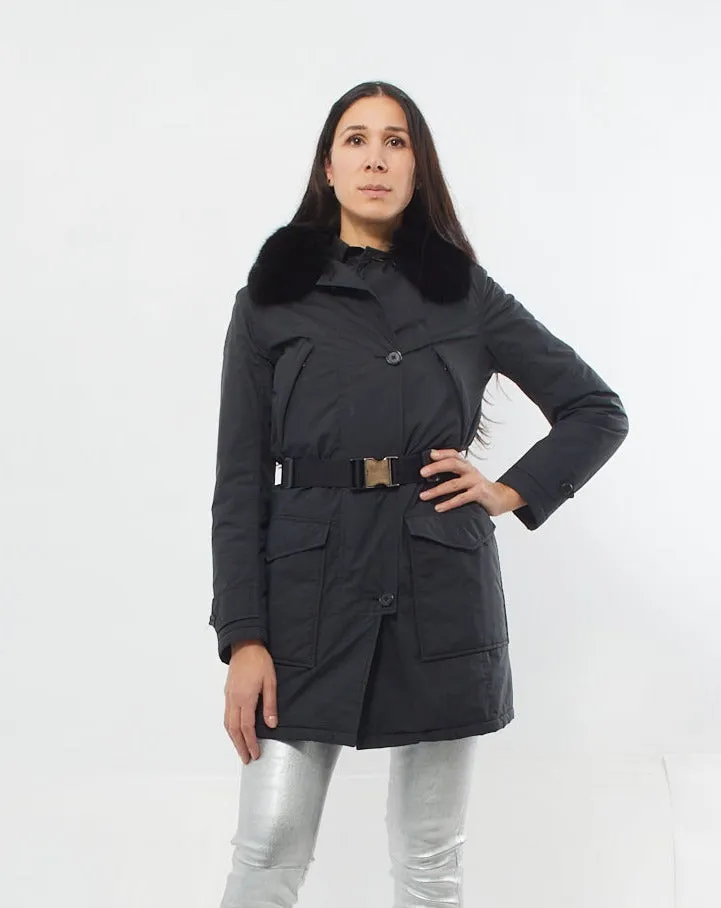 Prada Puffer Jacket with Fur Collar - XS