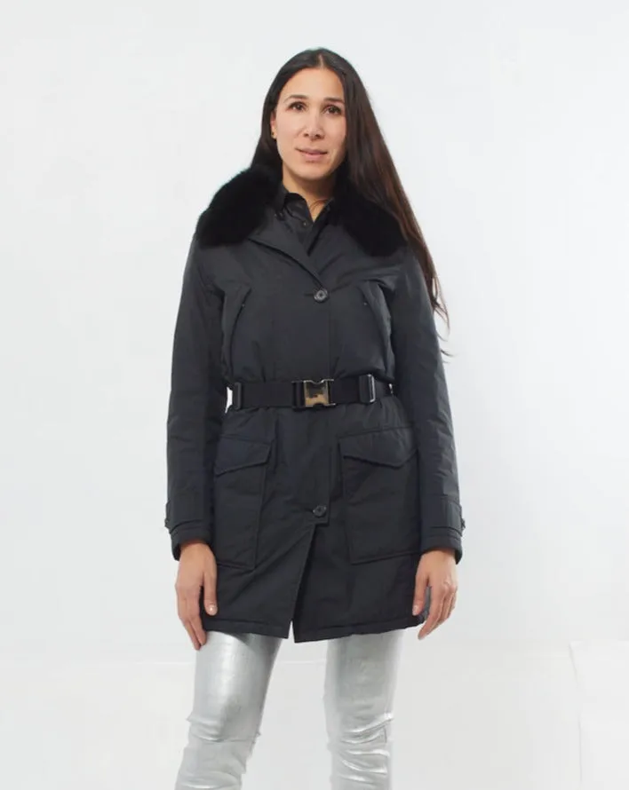 Prada Puffer Jacket with Fur Collar - XS