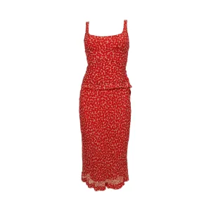 Prada Red Print Sheer Skirt Set