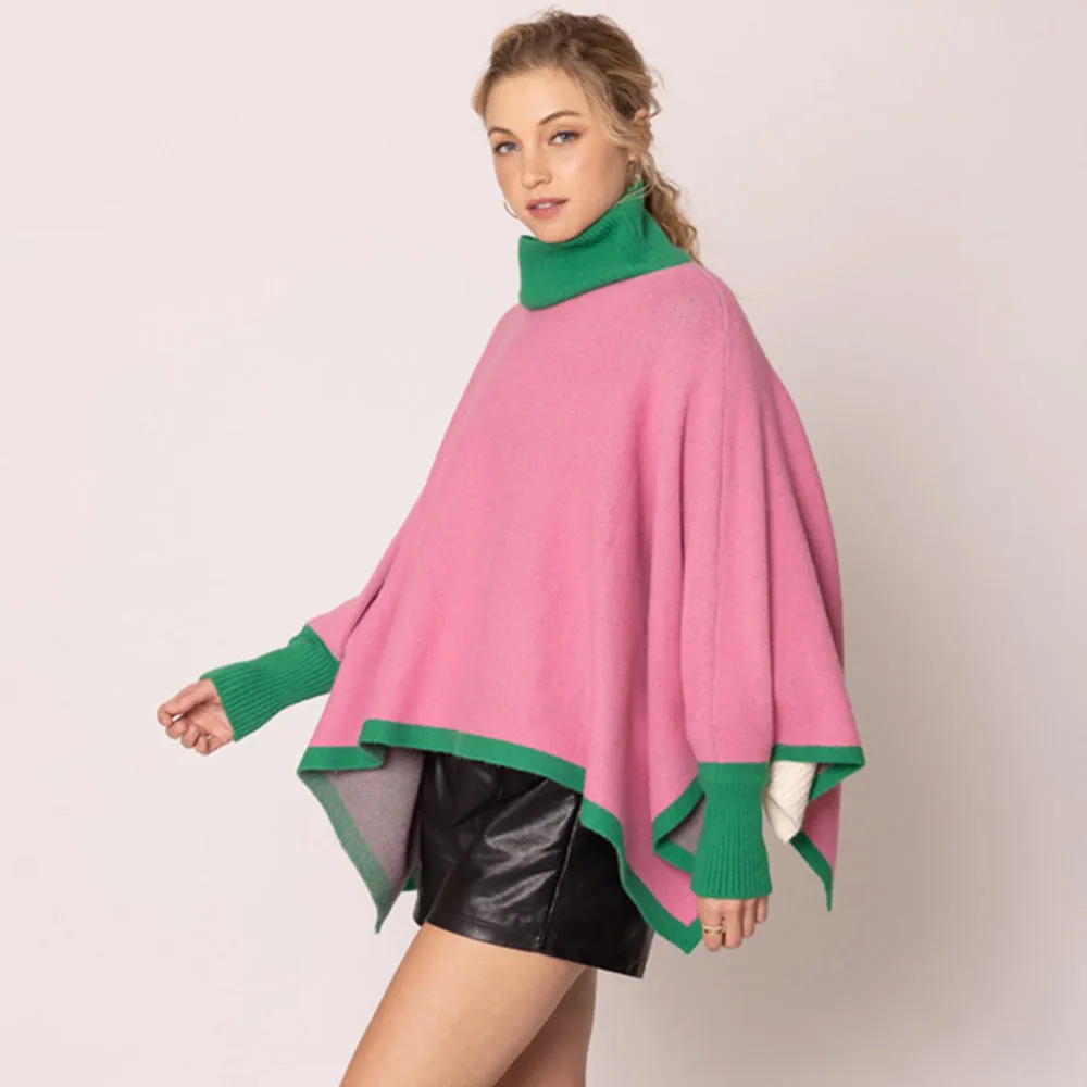 “Pretty Girl 💕💚 Plaid & Solid Knit Ponchos” Pre-Order