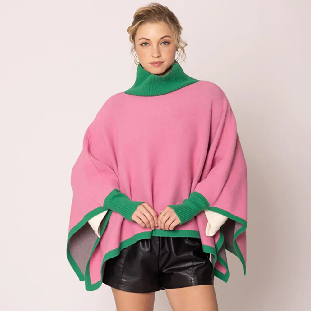 “Pretty Girl 💕💚 Plaid & Solid Knit Ponchos” Pre-Order